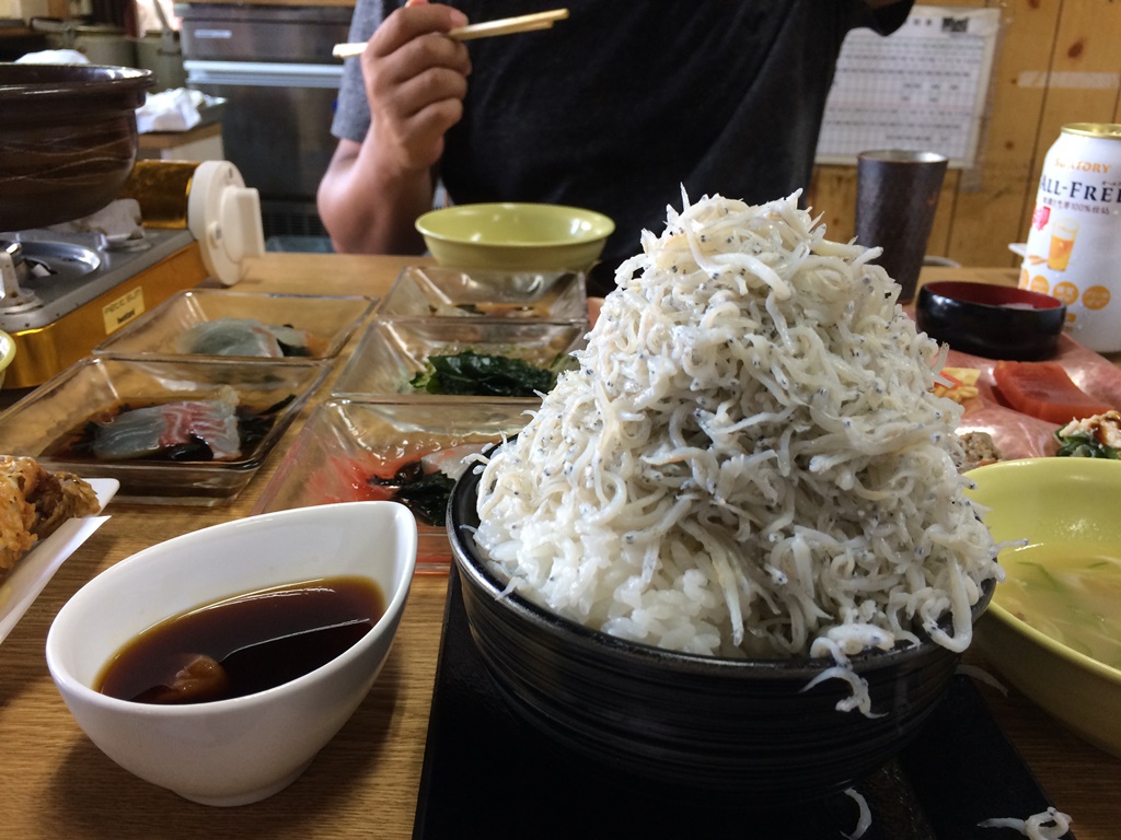 満幸商店 しらす丼 ボリューム満点 おためしコース 初心者コース わさびスープ 安い 持ち帰り 和歌山県 加太温泉 淡嶋神社 人形供養 交通アクセス 駐車場 送迎 最寄駅