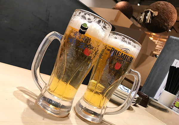 西宮北口 杉玉 寿司 居酒屋 生ビール ジョッキ