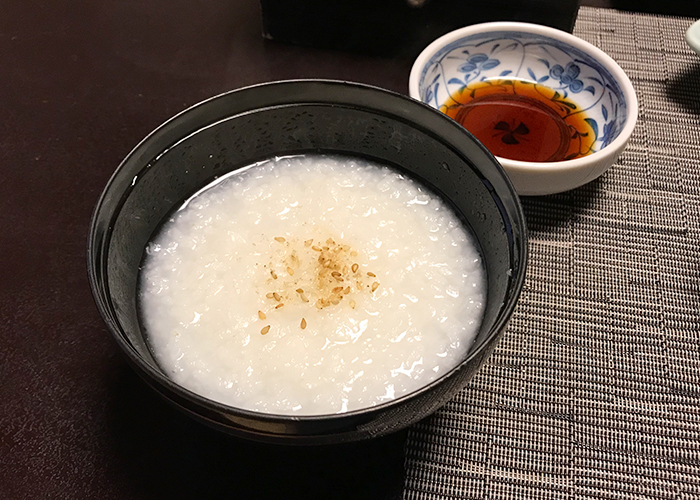 三朝温泉 旬彩の宿 いわゆ 朝食 温泉粥