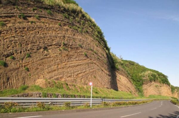 伊豆大島 地層切断面 バームクーヘン