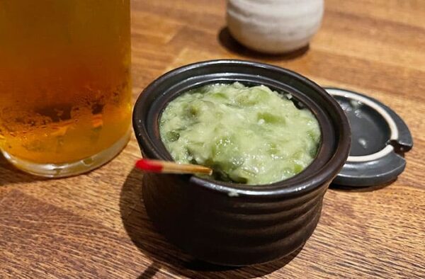 和歌山市 ラーメン 紀州麺処 誉 豚骨しょう油つけ麺 つけ汁 味変 刻みわさび