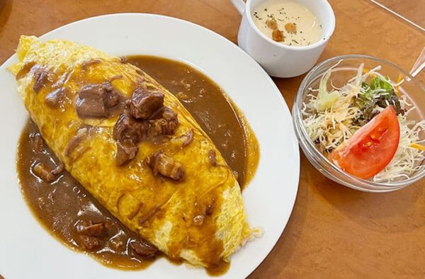 和歌山 洋食 老舗 レストラン フライヤ ランチセット Cセット カレーソース 洋風焼きめし オムライス