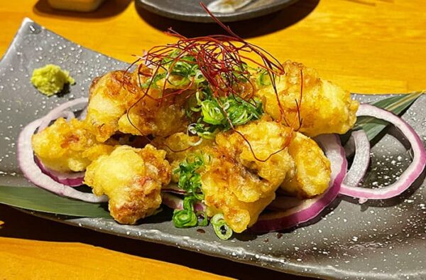 和歌山 居酒屋 炭焼菜彩干物飯 紀州のしずく 和歌山県産たこの天ぷら ねぎ醤油