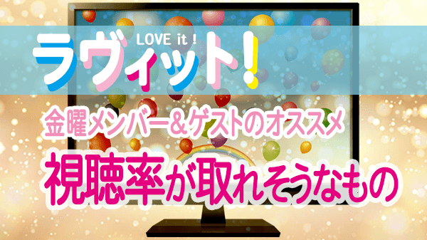 ラヴィット LOVEit ラビット 金曜 オープニング 視聴率