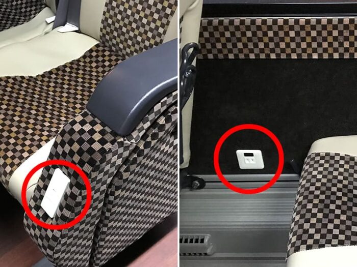 H.I.S. ミステリーツアー バスツアー HIS号 車内 AC100V コンセント