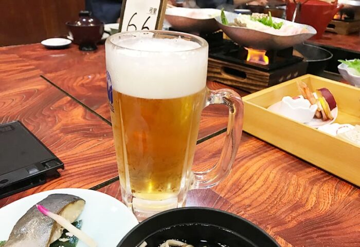 奥飛騨薬師のゆ 本陣 夕食 生ビール