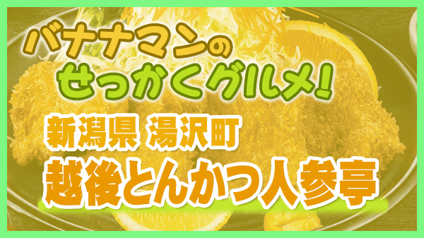 バナナマンのせっかくグルメ 新潟県 湯沢町 越後とんかつ人参亭