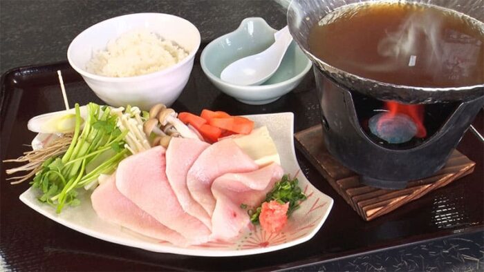 宮城県 気仙沼市 港町レストラン鮮 メカジキとセリのしゃぶしゃぶ